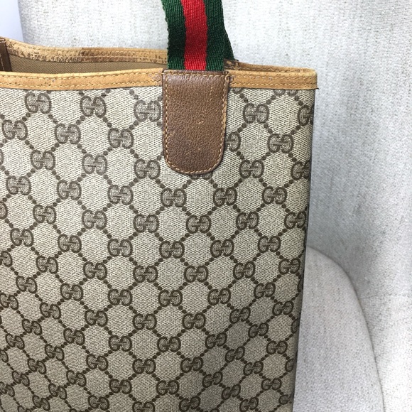 Gucci authentic brown monogram coated canvas tote bag - Picture 8 of 16